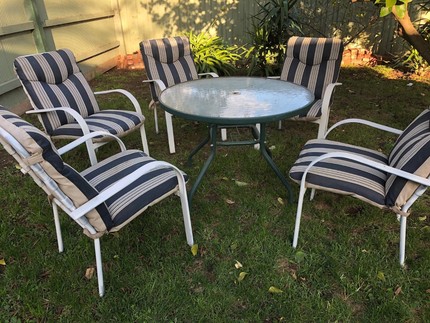 Glass Top Patio Table And Chairs Outdoor Dining Furniture