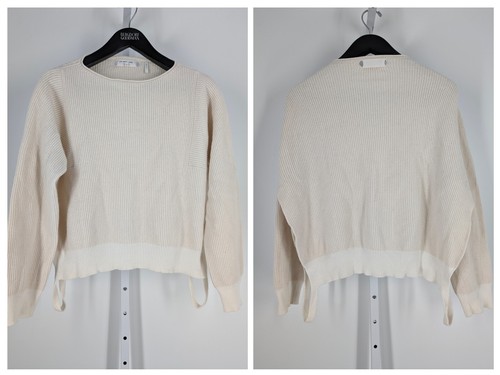 Helmut Lang Ribbed Cashmere Blend Beige Loop Strap Sweater Helmut Lang Ribbed Cashmere Blend Beige Loop Strap Sweater