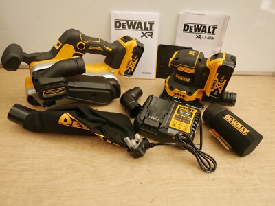 DeWALT DCW220 18v xr 75mm cordless belt sander + DCW200 palm 2 x 5 ah + tstak