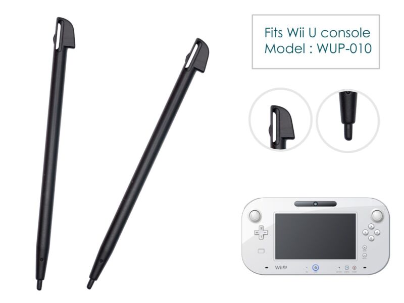 2 X Black Replacement Stylus Pen Parts For Nintendo Wii U Console Wup-015