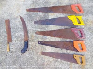 assorted handsaws for woodworking and handy man jobs 