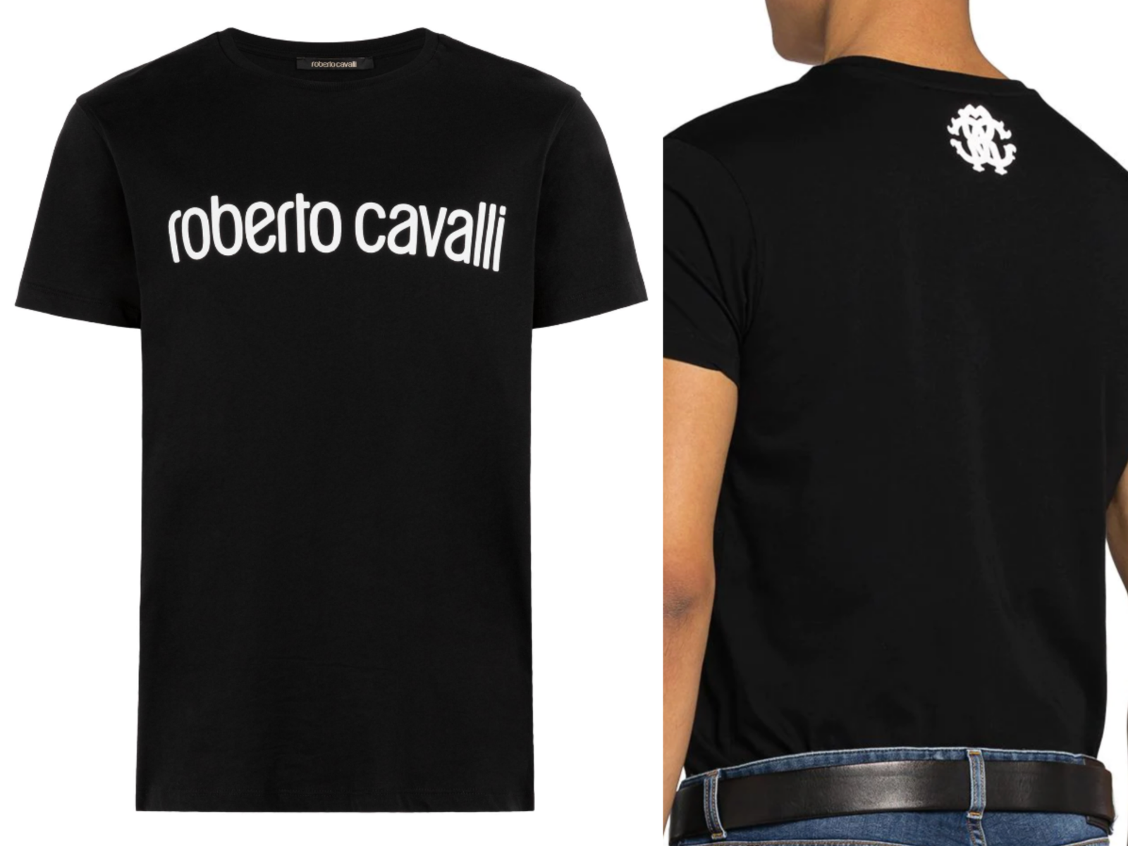 ROBERTO CAVALLI ROBERTO CAVALLI FIRENZE LOGO PRINT LUXURY CREW NECK T-SHIRT RETRO SHIRT TOP L