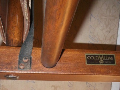 Scarce Vintage MCM Gold Medal Furniture Leather Safari Table Footstool Ottoman