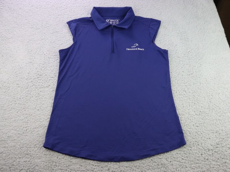 IBKUL Shirt Womens Medium Blue 1/4 Zip Pullover Sleeveless UPF 50 Quick Dry Golf