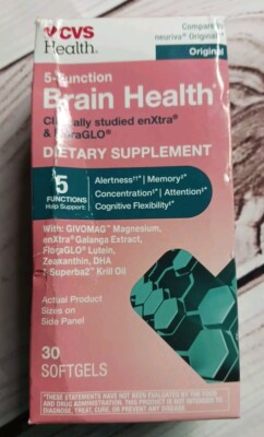 CVS Health 5 Function Brain Health 30 Softgels Exp 06/25- New Sealed Damaged Box