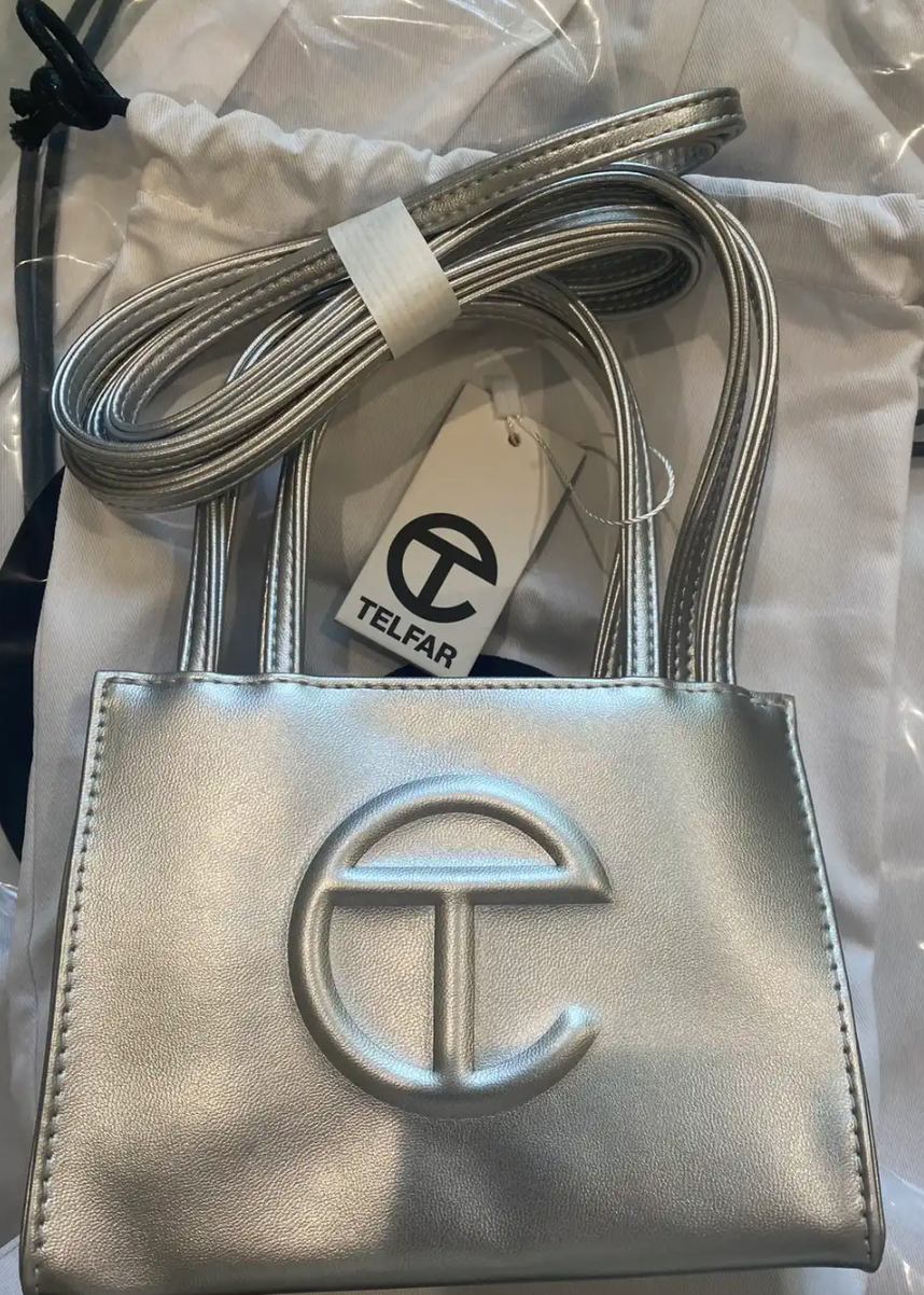 Telfar Small Silver Shopping Bag Tote Party