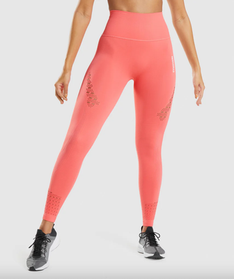 Gymshark Womens Energy Seamless Extra Breathable Leggings Polka Pink Size  Large