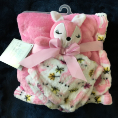 NWT Le Bebe Favorite pink fawn deer plush baby blanket security