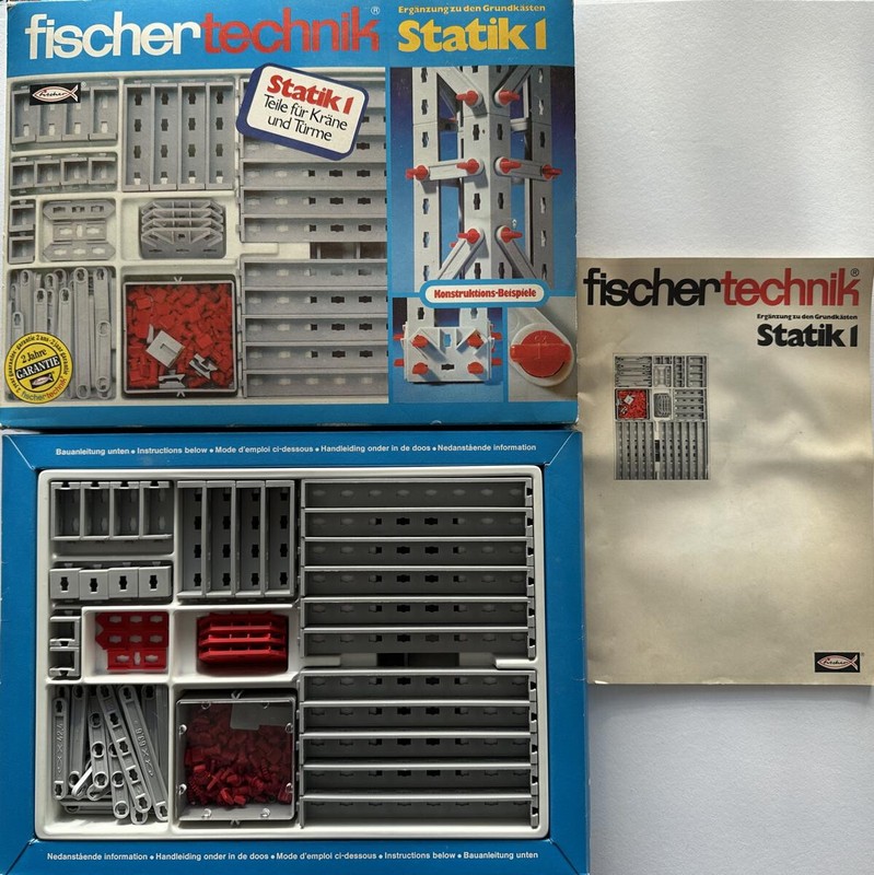 Fischertechnik 6391241 ErgÃ¤Nzungskasten Statik 1, Anl., 30x23x4 Cm, 1970er Jahre