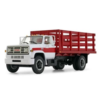 1/64 White & Red 1970s GMC 6500 Truck w/ Red Stake Bed DCP By First Gear 60-0917