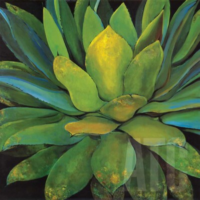 30W''x30H'' AGAVE by JILLIAN DAVID DESIGN - TROPICAL GREEN OLIVE LEAVES ART CANVAS