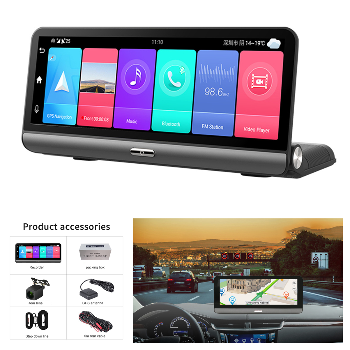 ::Android 8.1 FHD Car DVR Dash Cam Video Recorder Dual Camera GPS WIFI 4G G-sensor