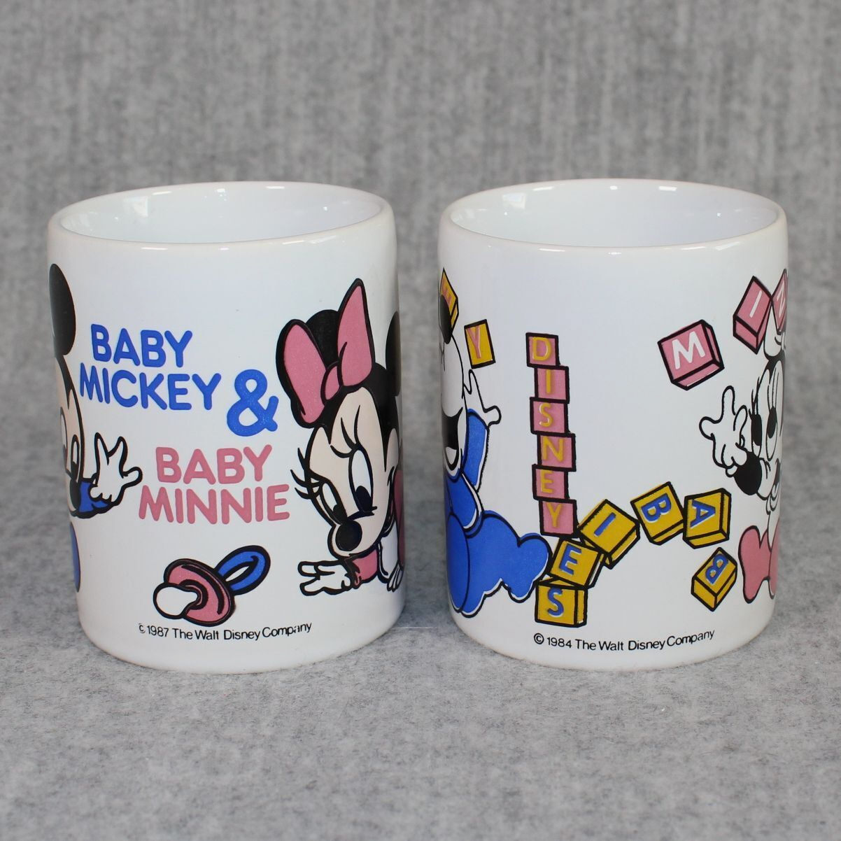 ミルク Mickey WALT DISNEY Mug Set Baby Mickey & Minnie Mouse 1987 Coloroll