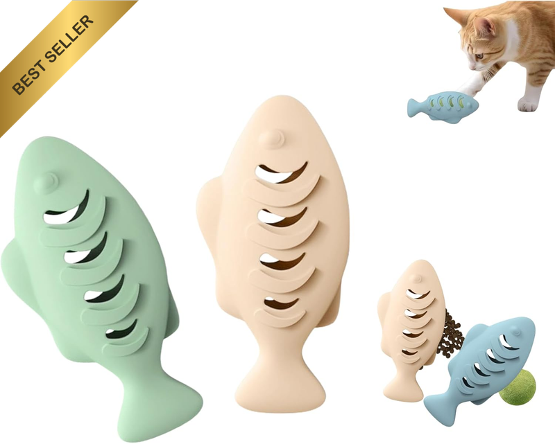 2PCS Silicone Cat Toys Treat Dispenser Food Puzzle Chew Interactive Catnip