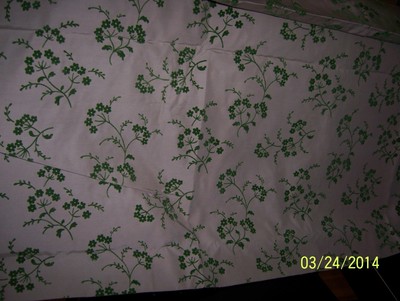 Vintage Sewing Craft Drapery Decorator Fabric  Green Velvet Floral on Tan  4Y