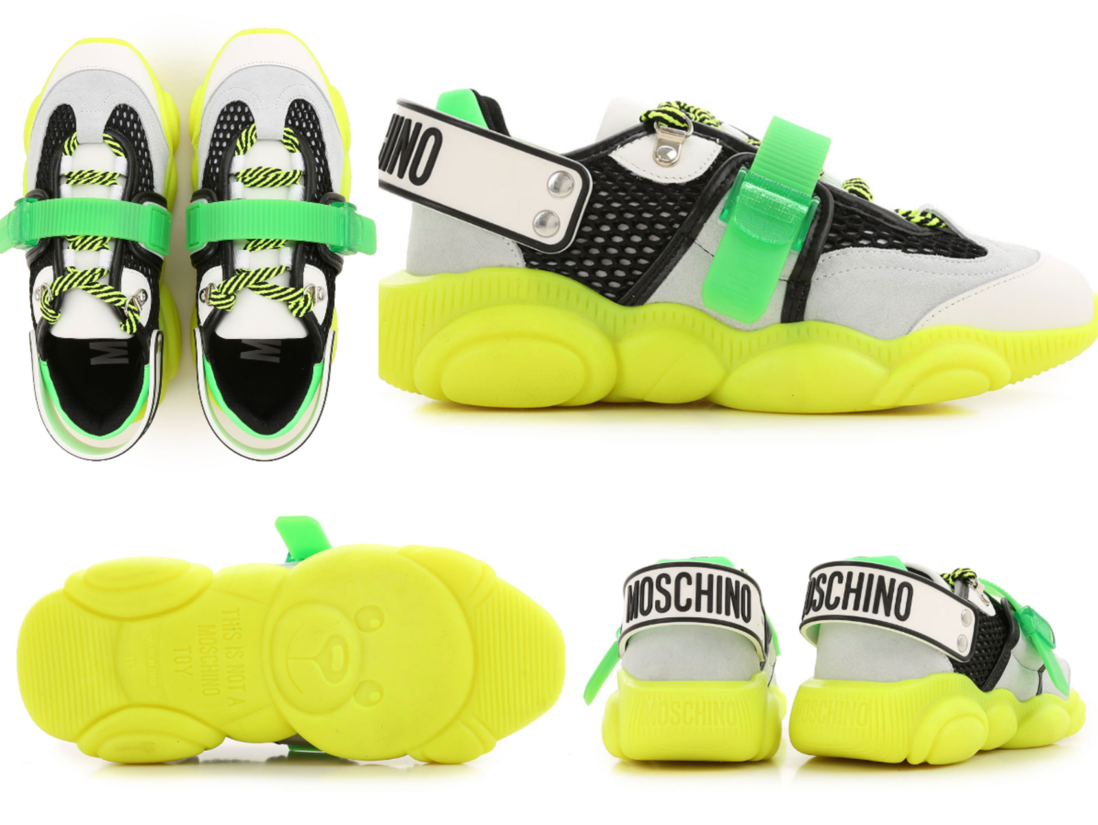 Pre-owned Moschino Couture Special Teddy Shoes Fluo Sneakers Trainers Shoes Trainers In Multicolor