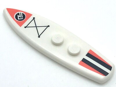 Lego New White Minifigure Utensil Surfboard Standard Coral Black Strip Surfing