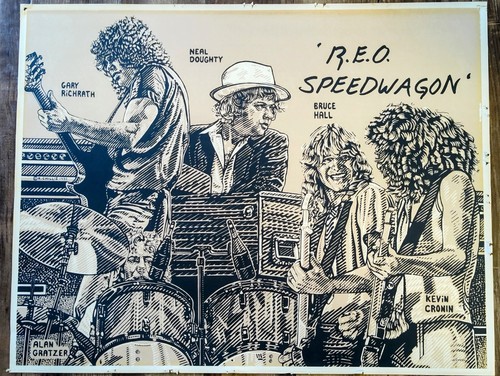 R.E.O. Speedwagon Silkscreen Vintage Poster 1980 K. Chillis