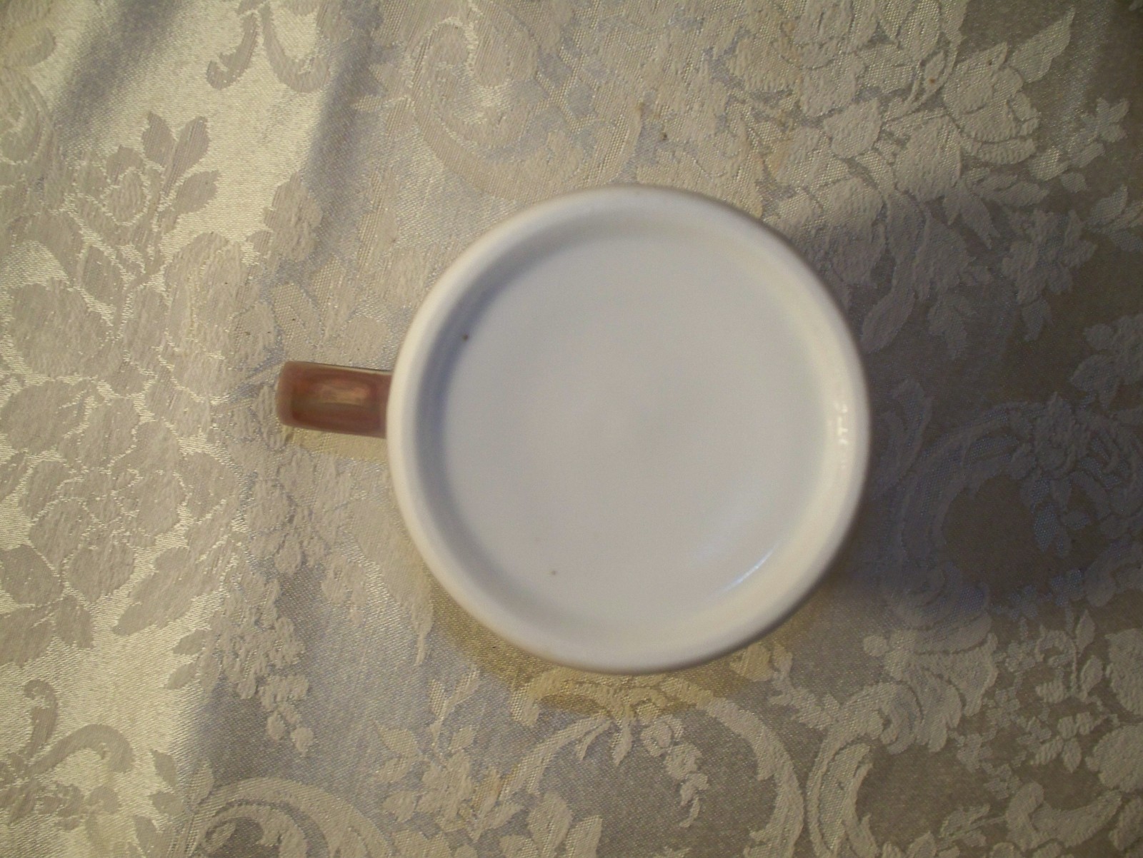 Vintage Stoneware Duck Mug White Brown Trim and Speckles