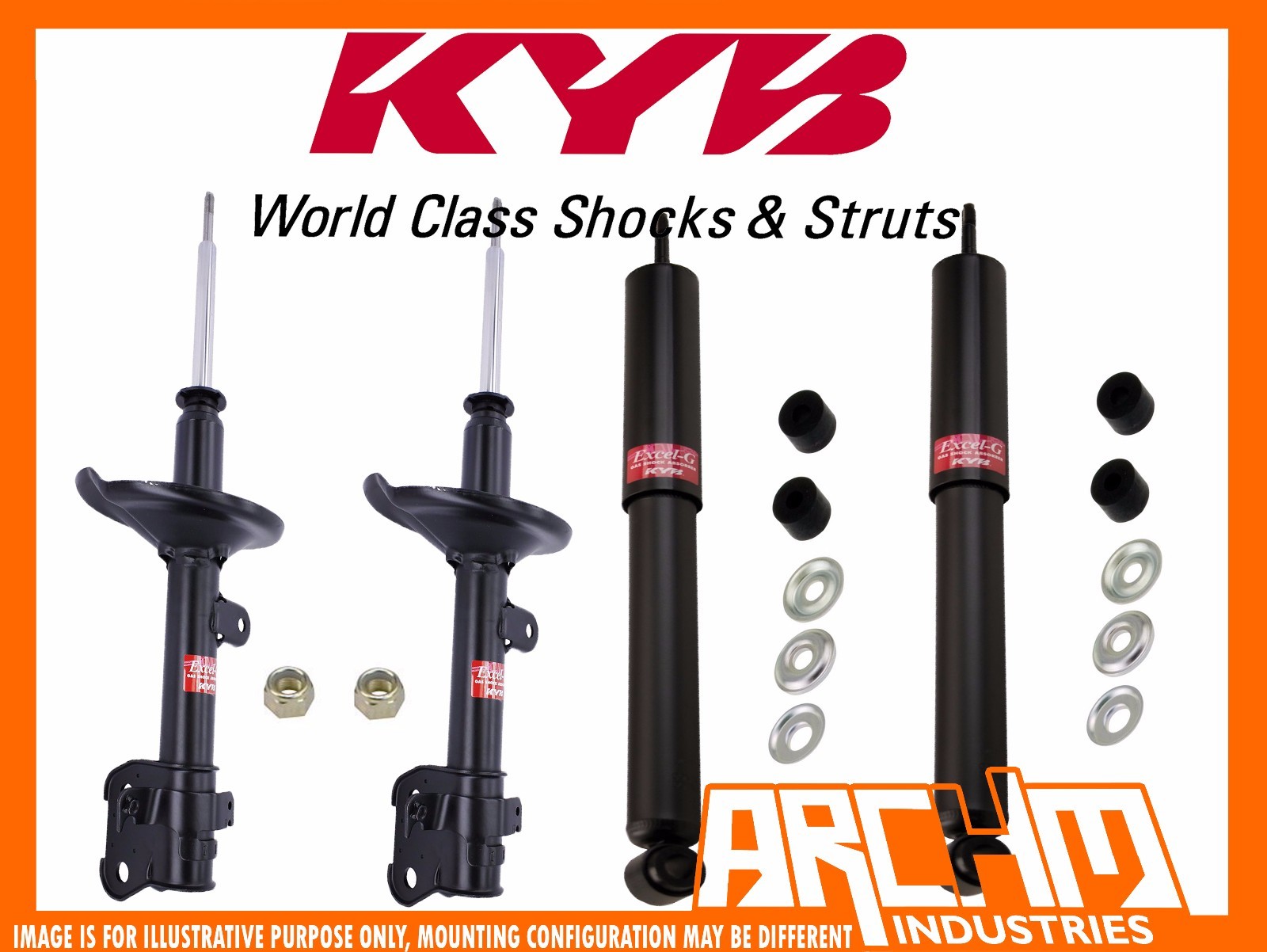 響 FRONT & REAR KYB SHOCK ABSORBERS FOR TOYOTA STARLET 01/1990