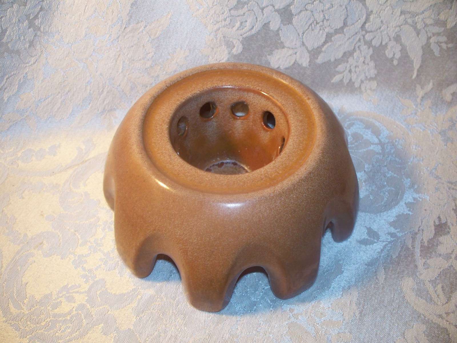 Vintage Frankoma Plainsman Brown Ceramic Warmer Stand for Ball Jug