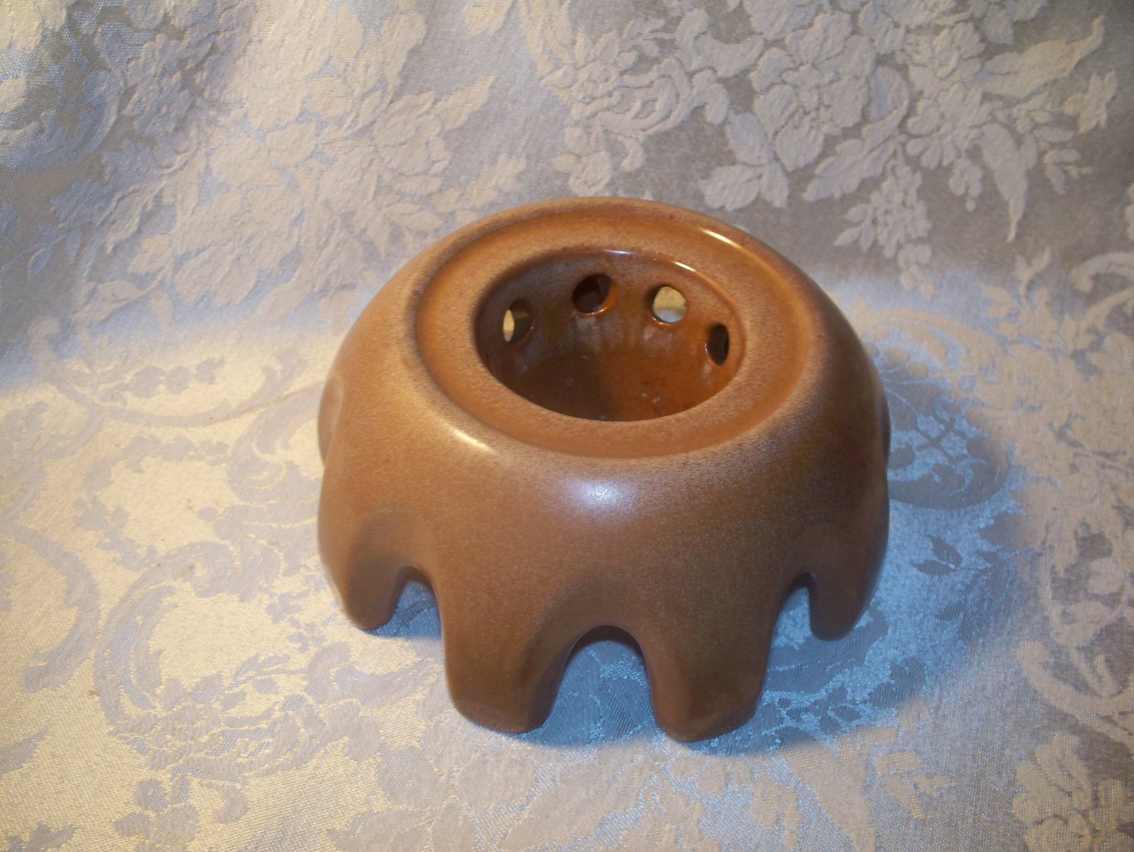 Vintage Frankoma Plainsman Brown Ceramic Warmer Stand for Ball Jug