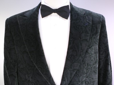 * KITON * Current Green Paisley Velvet Peak Lapel 2-Btn Dinner Blazer Jacket 42R