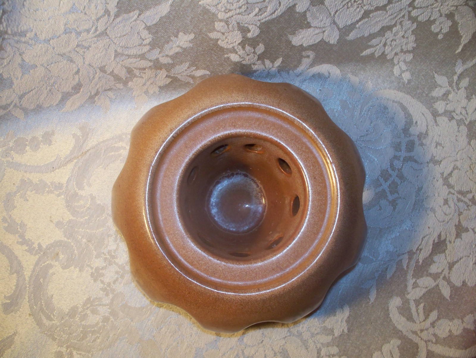 Vintage Frankoma Plainsman Brown Ceramic Warmer Stand for Ball Jug