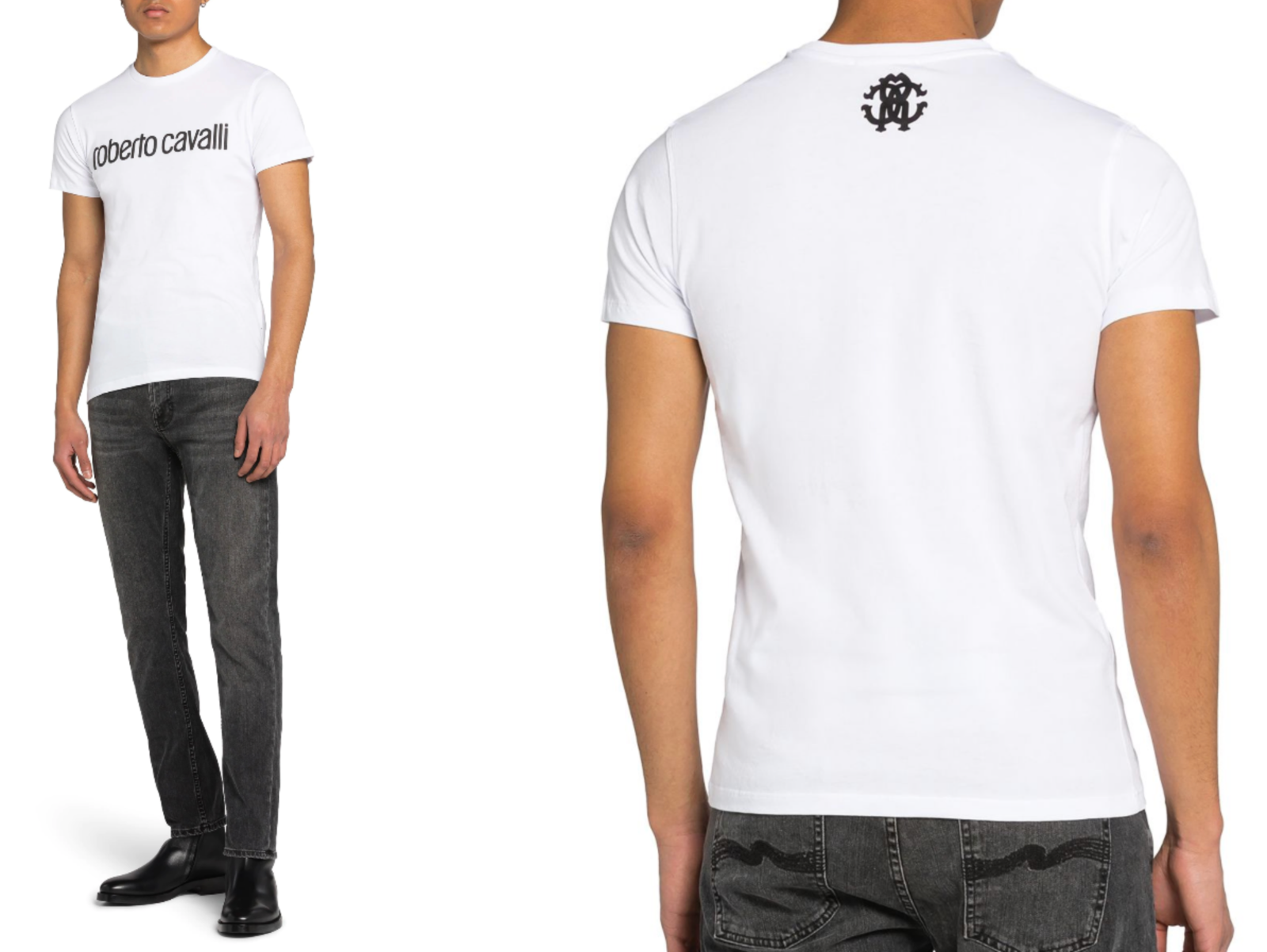 ROBERTO CAVALLI ROBERTO CAVALLI FIRENZE LOGO PRINT LUXURY CREW NECK T-SHIRT RETRO SHIRT TOP L