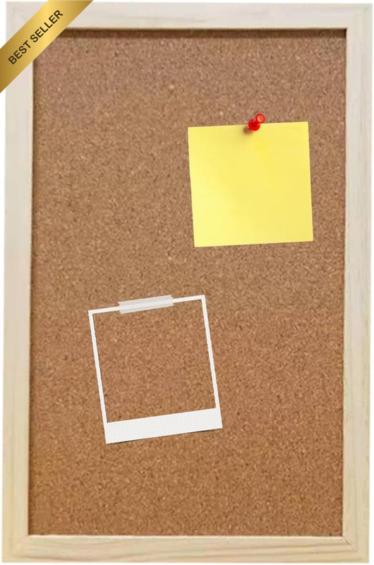 30×40Cm Double-Sided Cork Board, Wall-Mounted Bulletin Board for Home Decor, Off