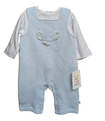 Absorba baby boys 3-6 Months 2- piece set Blue with Elephant Zipper & Snaps NWT