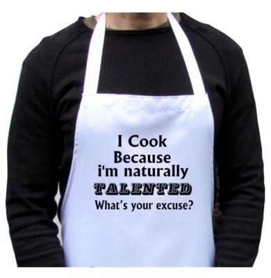 Talented Chef Funny Print White Adult Apron, Kitchen Quotes