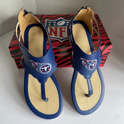 Wms Gladiator Navy Sandal Sz 11 Shoes NFL Team Tennessee Titans Logo Thong Strap