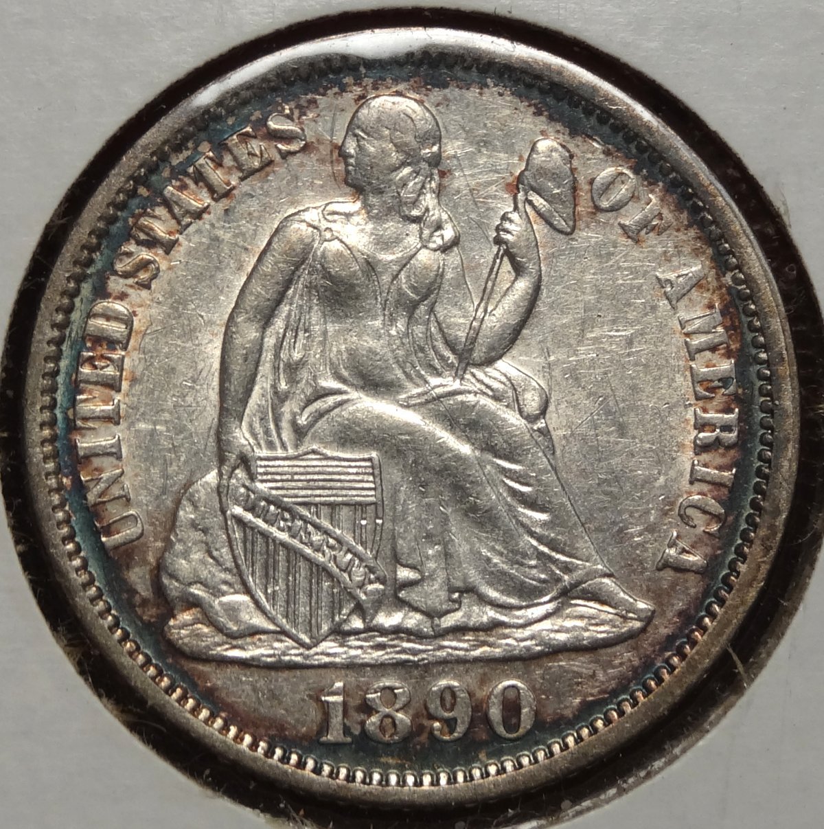 1890-P Seated Liberty Dime, Choice Almost Uncirculated Type Coin    0912-25