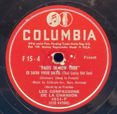 Lucienne Boyer / Les Campagnons De La Chanson (French) 78 Paris in New York SH2A