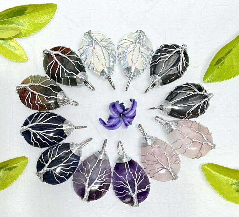 Wholesale Lot 12 Pcs Mix Crystal Tree Of Life Wire