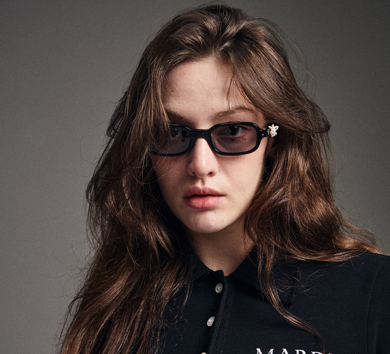 Pre-owned Mardi Mercredi Square Sunglasses M.o-002_black + Ribbon Charm / Aceta