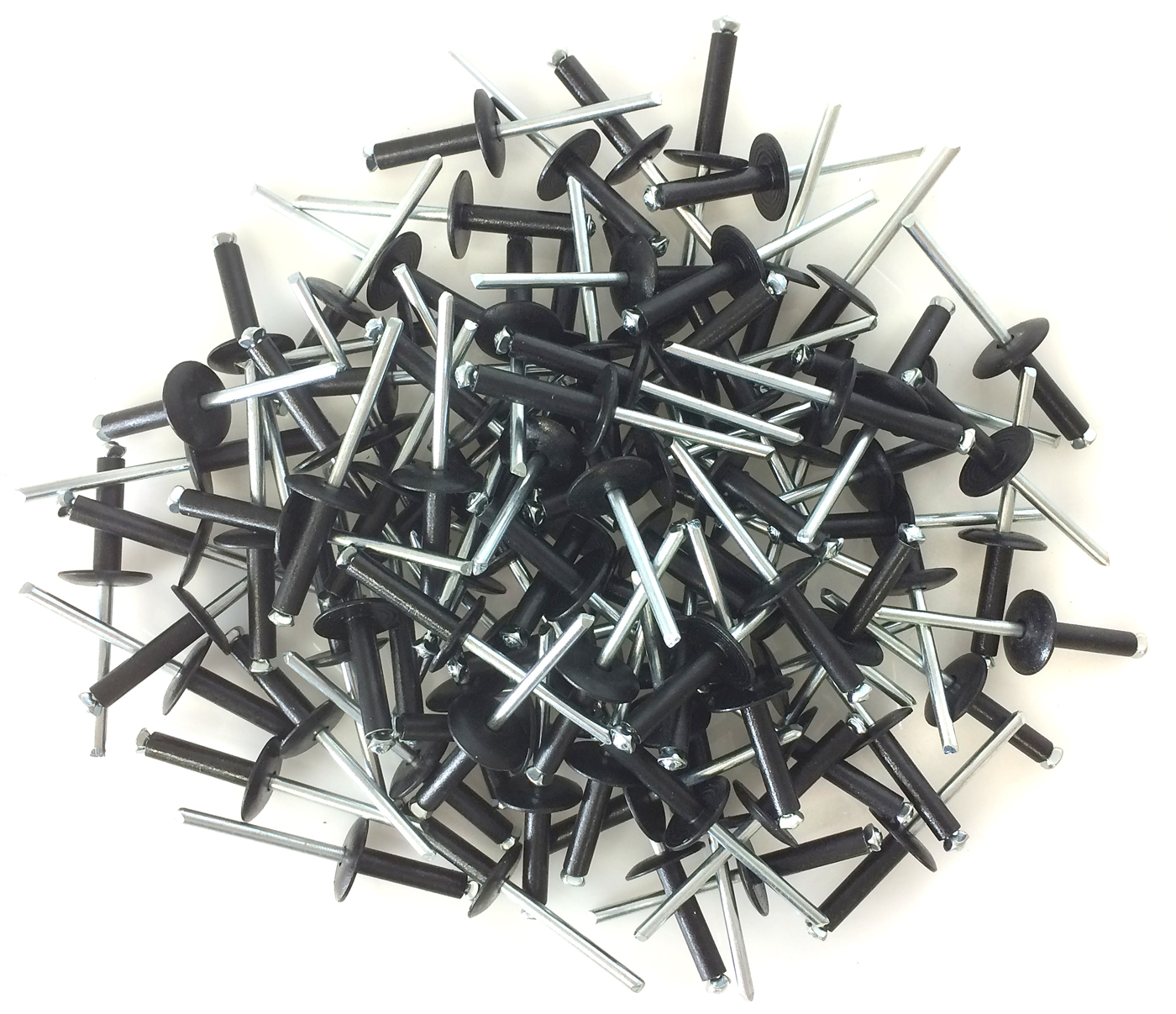 100 3/16" Large Head Black Painted Aluminum Exploding Pop Rivets 1286