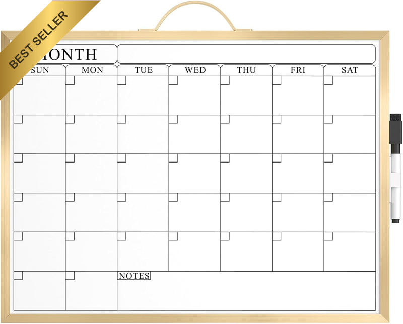 Monthly Calendar Dry Erase Board for Wall, 16"X12" Hanging Whiteboard, Small Dry