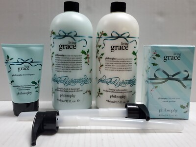 New! Philosophy Living Grace Set Of Hand+Nail Cream, Shower Gel+Emulsion+Perfume