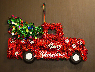 Christmas Holiday Large Tinsel Wall Decor Bells, Trees, Stockings, Trucks & more
