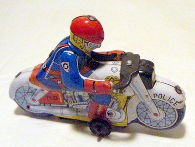 Vintage Japan Friction Honda Tin Police Motorcycle Rare 1960s