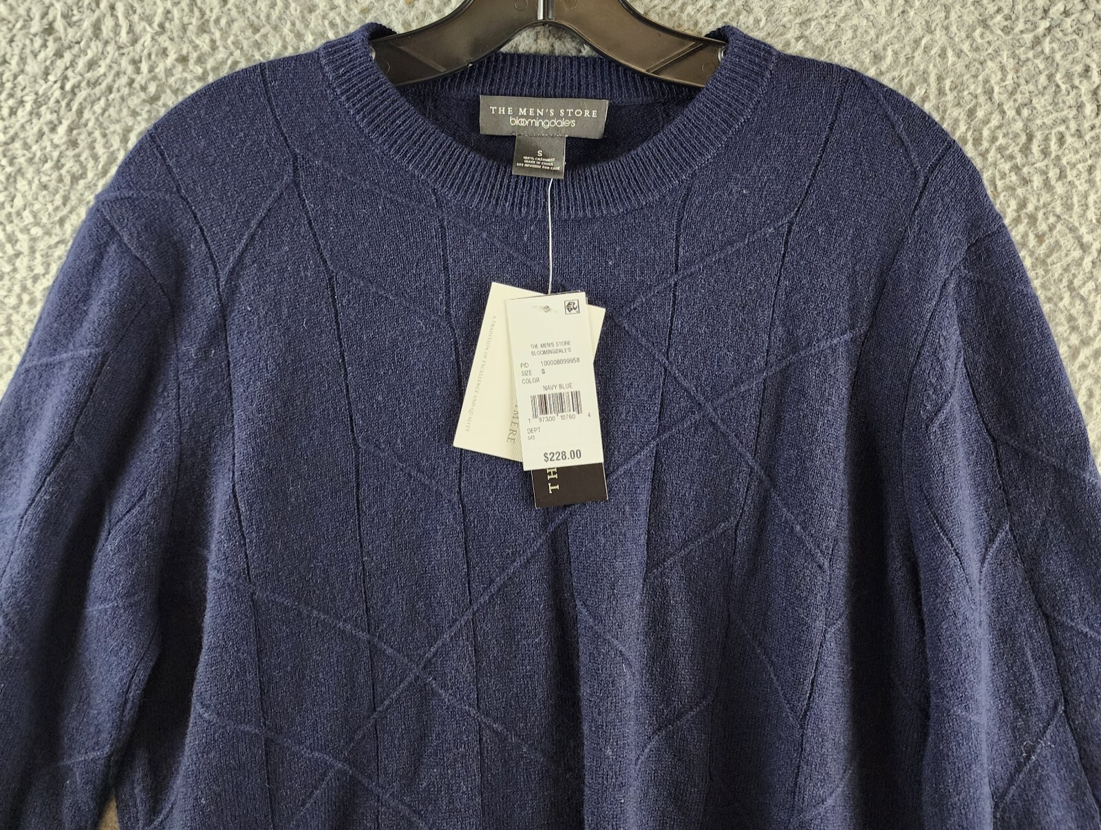 The Men's Store at Bloomingdale's Novelty Stitch Sweater Men's S Navy Blue L/S - Picture 3 of 13