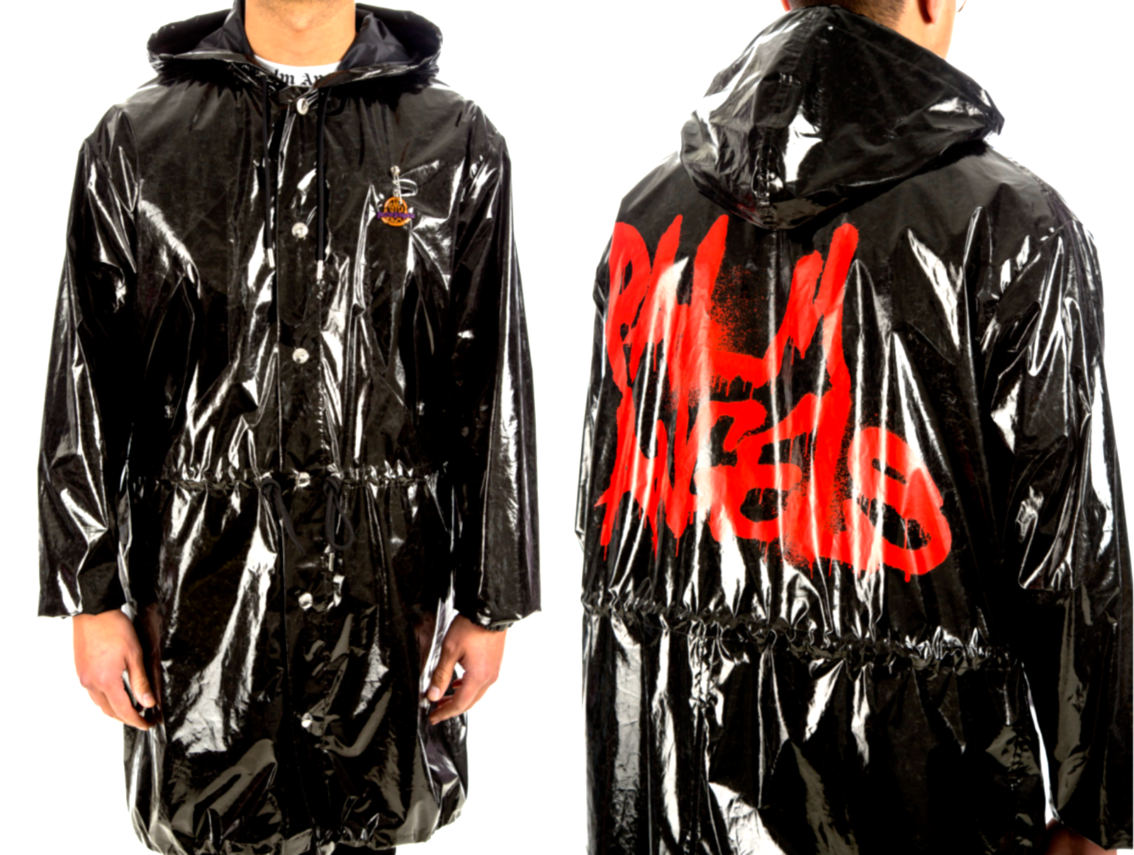 Pre-owned Moncler X Palm Angels Sid Patent Coat Jacket Parka Rainjacket M In Black