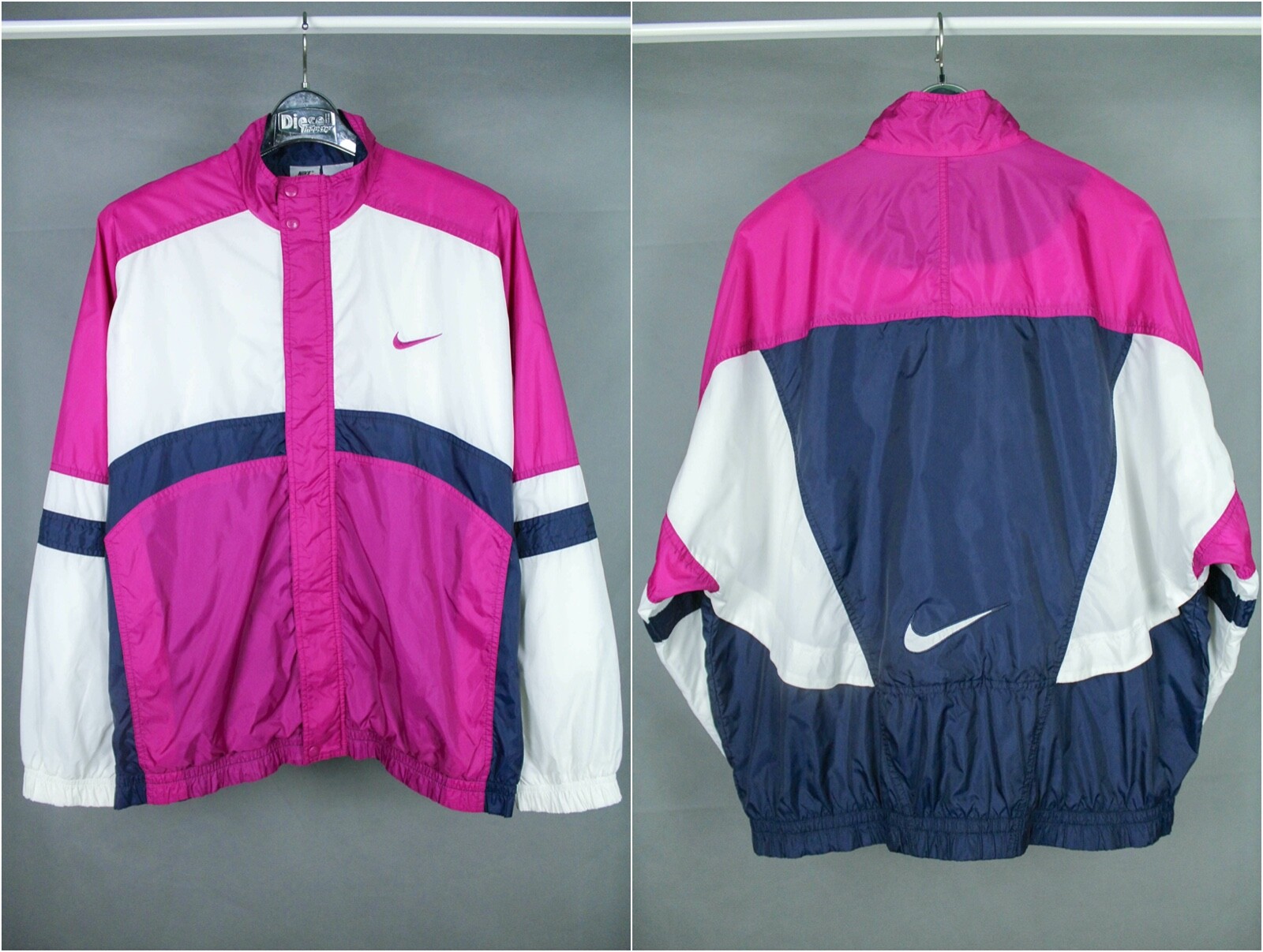 Nike Vintage 90s Light Multicolor Nylon Zip Windbreaker