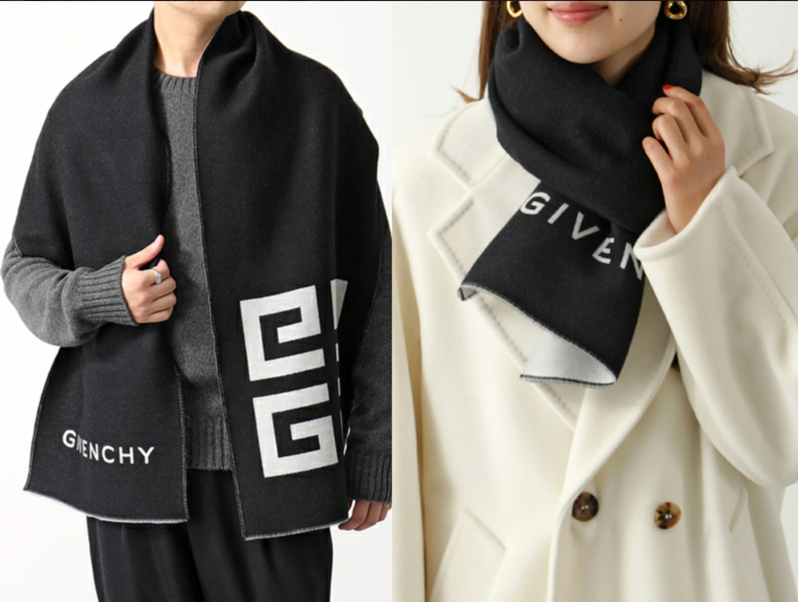 GIVENCHY GIVENCHY UNISEX WOOL SILK 4G LOGO SCARF MUFFLERS STOLE SHAWL 35 X 180 CM