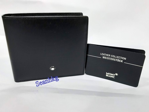 Pre-owned Montblanc Meisterstück Wallet 4cc Flap Coin Case Black Leather Authentic 7164