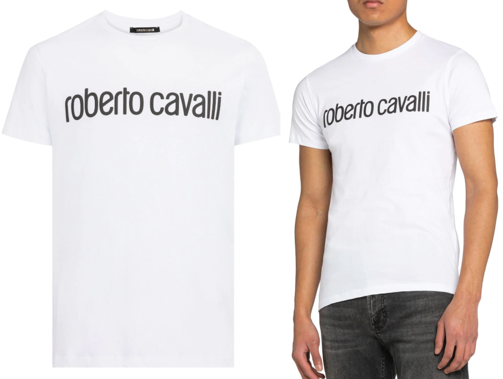 ROBERTO CAVALLI ROBERTO CAVALLI FIRENZE LOGO PRINT LUXURY CREW NECK T-SHIRT RETRO SHIRT TOP L