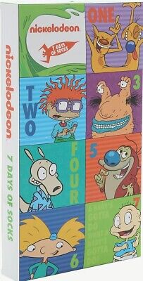 NICKELODEON 7 Days Of Socks Mens No Show Shoe Size 6-12 Rugrats Hey Arnold Rocko