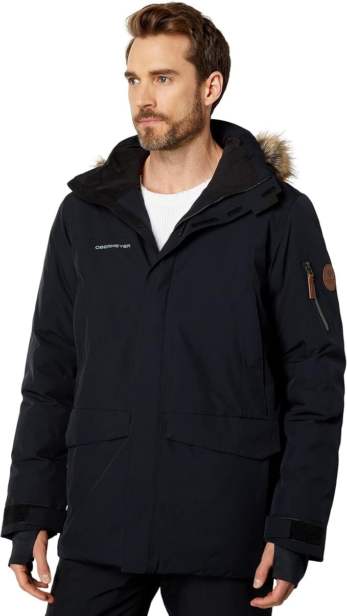 Pre-owned Obermeyer Ridgeline Jacket W/faux Fur Black Xl Regular